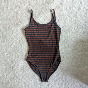 Dark Orange and Blue Striped Bodysuit